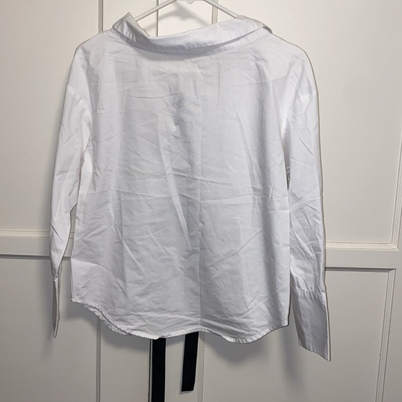 Zara XS White Tie Neck Blouse - Picture 3 of 13